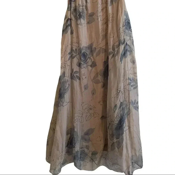 Silk Fully Lined A Line Dress with Muted Floral - Picture 4 of 9